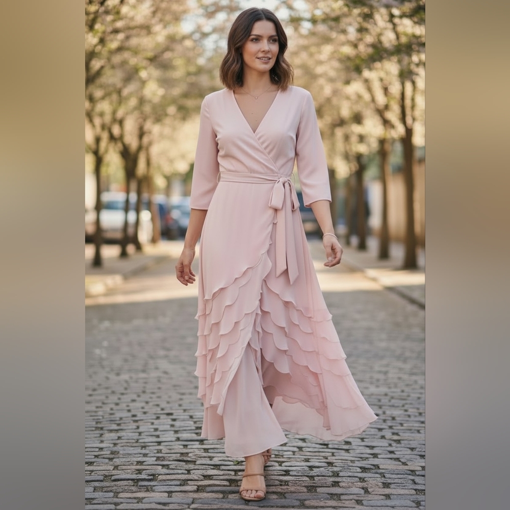 Elegant Pink Shutter Pleat Formal Dress